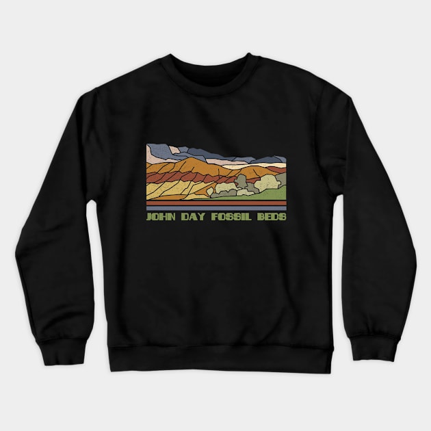 John Day Fossil Beds National Monument Nature Lover Vintage Retro Skyline Hiking Outdoor Travel Adventure Crewneck Sweatshirt by NickDezArts